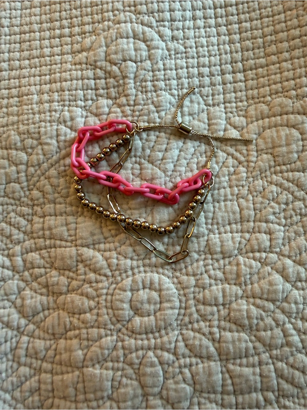Multi-Strand Pink & Gold Womens Bracelet